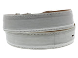 Off White Western Cowboy Belt Real Eel Skin Leather - Rodeo Buckle