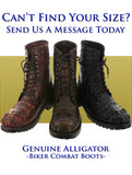 Men's Cognac Full Alligator Skin Leather Motorcycle Boots Round