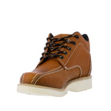 Mens Honey Brown Leather Work Shoes Lace Up Soft Toe - #200FM