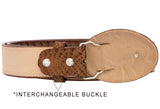 Cognac Western Cowboy Belt Snake Print Leather - Rodeo Buckle