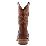 Mens Cognac Western Leather Cowboy Boots Saddle Roper Toe