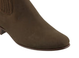 Men's Brown Nubuck Leather Ankle Boots Round Toe
