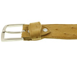 Buttercup Western Cowboy Belt Ostrich Quill Print Leather - Silver Buckle