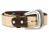 Brown Western Cowboy Leather Belt Ranger Concho - Silver Buckle