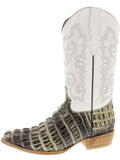 Men's Natural Crocodile Tail Design Leather Cowboy Boots J Toe