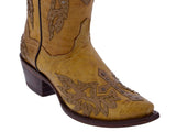 Womens Angels Sand Leather Cowboy Boots Studded Snip Toe