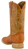 Mens Mango Ostrich Quill Print Leather Cowboy Boots Square Toe