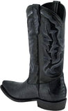 Men's Black Ostrich Leg Print Leather Cowboy Boots X Toe