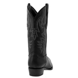 Mens Black Cowboy Boots Western Wear Solid Leather J Toe