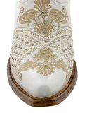 Womens Marfil White Wedding Cowboy Boots Studded - Snip Toe