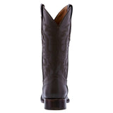 Mens Brown Western Cowboy Boots Solid Leather Square Toe