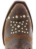 Kids Pescara Brown Western Cowboy Boots Leather - Snip Toe