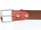Red Western Leather Belt Genuine Crocodile Skin Removable Buckle - #100G