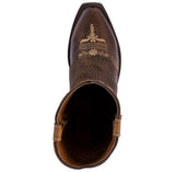 Kids FLR8 Brown Western Cowboy Boots Floral Leather - Snip Toe