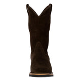 Mens Brown Western Cowboy Boots Nubuck Leather - Square Toe