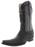 Men's Black Genuine Stingray Single Stone Leather Cowboy Boots 3X Toe