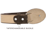 Brown Western Cowboy Belt Snake Print Leather - Rodeo Buckle