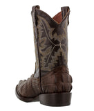 Kids Brown Alligator Tail Print Leather Cowboy Boots J Toe