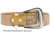 Sand Western Cowboy Leather Belt Navajo Concho - Silver Buckle