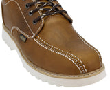Mens Light Brown Leather Work Shoes Lace Up Soft Toe - #200FM