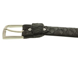 Black Western Cowboy Belt Anteater Print Leather - Silver Buckle