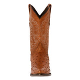 Mens Cognac Ostrich Quill Print Leather Cowboy Boots J Toe