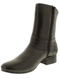 Mens Stefano 2 Black Chelsea Leather Boots - Round Toe