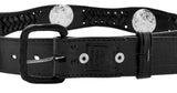 Black Concho Western Leather Cowboy Belt - Removable Buckle