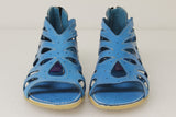 Womens Authentic Huaraches Real Leather Sandals Zipper Blue - #202