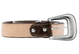 Brown Western Cowboy Leather Belt Ranger Concho Cinto - Silver Buckle