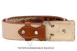 Cognac Western Cowboy Belt Tooled Braided Leather - Rodeo Buckle