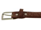 Cognac Western Cowboy Belt Anteater Print Leather - Silver Buckle