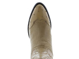 Mens Sand Ostrich Skin Leather Cowboy Boots - Round Toe