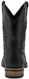 Mens Black Western Leather Cowboy Boots Snake Print - Square Toe