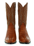 Mens Cognac Crocodile Tail Skin Cowboy Boots - Round Toe