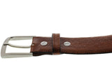 Cognac Cowboy Belt Real Eel Skin Leather - Silver Buckle