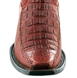 Mens Cognac Alligator Belly Print Leather Cowboy Boots Square Toe - #120