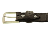 Brown Western Cowboy Belt Snake Anaconda Print Leather - Silver Buckle
