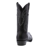 Mens Black Cowboy Boots Western Wear Solid Leather Snip Toe