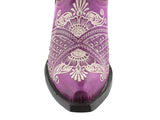 Womens Marfil Purple Wedding Cowboy Boots Studded - Snip Toe