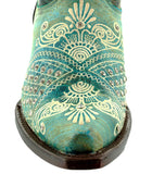 Womens Marfil Turquoise Wedding Cowboy Boots Rhinestones - Snip Toe