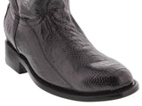 Men's Black Genuine Ostrich Leg Skin Leather Cowboy Boots Roper Toe