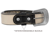 Kids Black Cowboy Belt Tooled Braided Leather - Removable Buckle