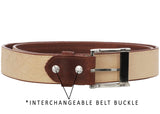 Mens Chedron Leather Western Dress Cowboy Belt - Silver Buckle