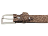 Brown Western Cowboy Belt Shark Print Leather - Silver Buckle