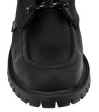 Moc Toe Leather Boots Mens Black Lace Up Versatile Work Casual Dress Shoes