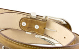 Honey Brown Western Cowboy Leather Belt Navajo Concho - Silver Buckle