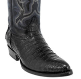 Men's Black All Real Crocodile Belly Skin Leather Cowboy Boots J Toe - CP1..