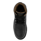 Mens Black Work Boots Leather Slip Resistant Lace Up Steel Toe - #S600TR