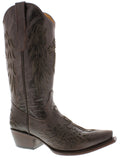 Women's Chocolate Brown Cross & Wings Leather Cowboy Boots Snip Toe - CP5